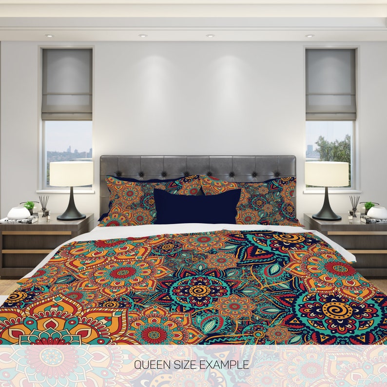 Emerald Blossoms - Colorful Boho Bedding Set For Hippies