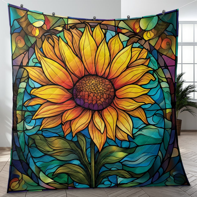 Emerald Blossoms - Colorful Sunflower Hippie Bedding Set, Bohemian and Gypsy Style