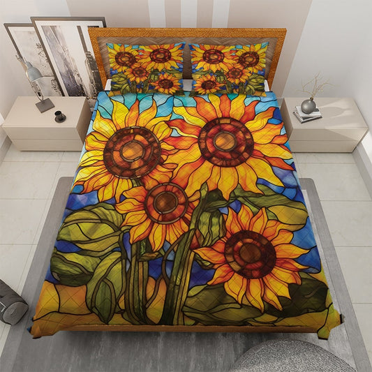 Emerald Blossoms - Colorful Sunflowers Bedding Set For Hippie