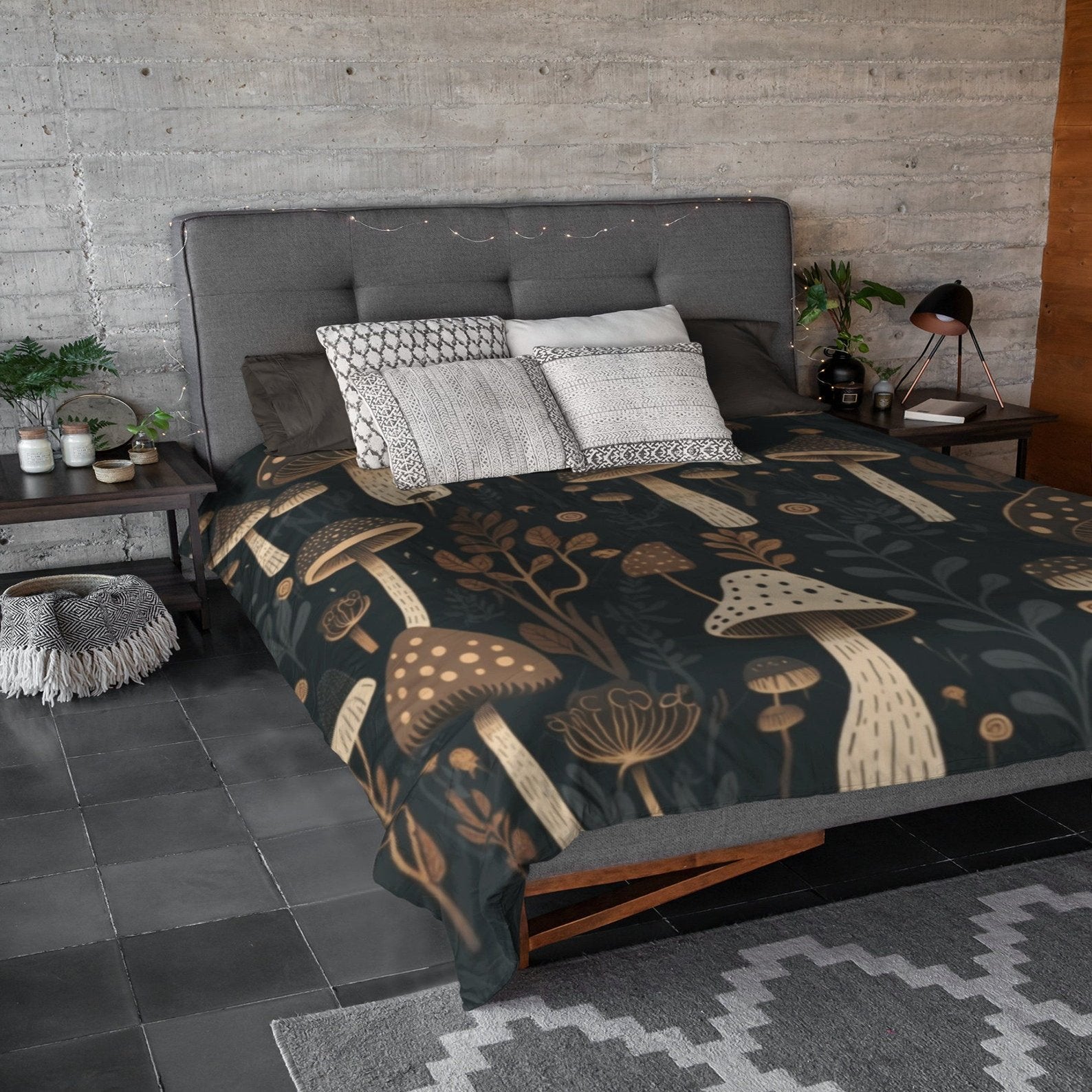 Dark Academia Mushroom, Halloween Forestecore Bedding Set For Hippies