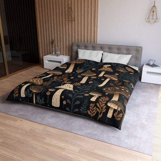 Emerald Blossoms - Dark Academia Mushroom, Halloween Forestcore Bedding Set For Hippies