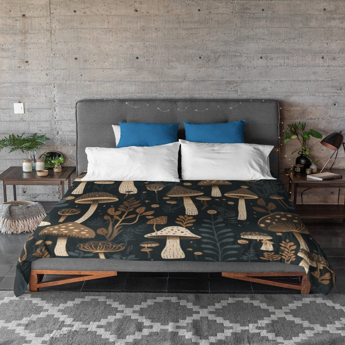 Dark Academia Mushroom, Halloween Forestecore Bedding Set For Hippies