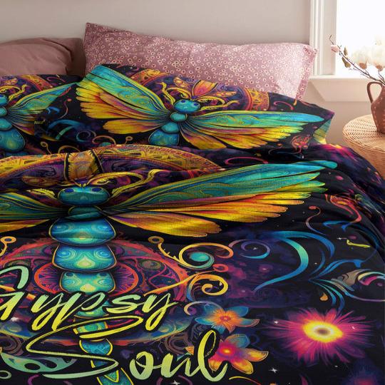 Gypsy Soul Dragonfly Bedding Set For Hippies