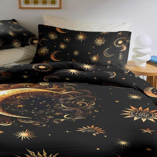 Emerald Blossom - The Mystic Moon Sun Bedding Set For Hippies