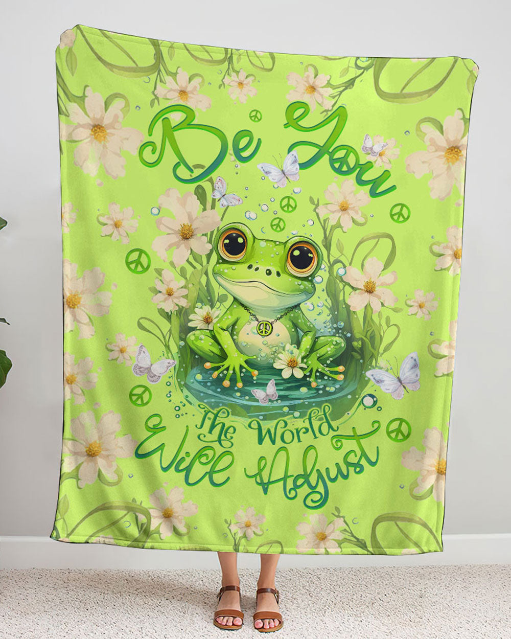 Emerald Blossoms - Be You The World Will  Adjust Fleece Blanket For Hippies