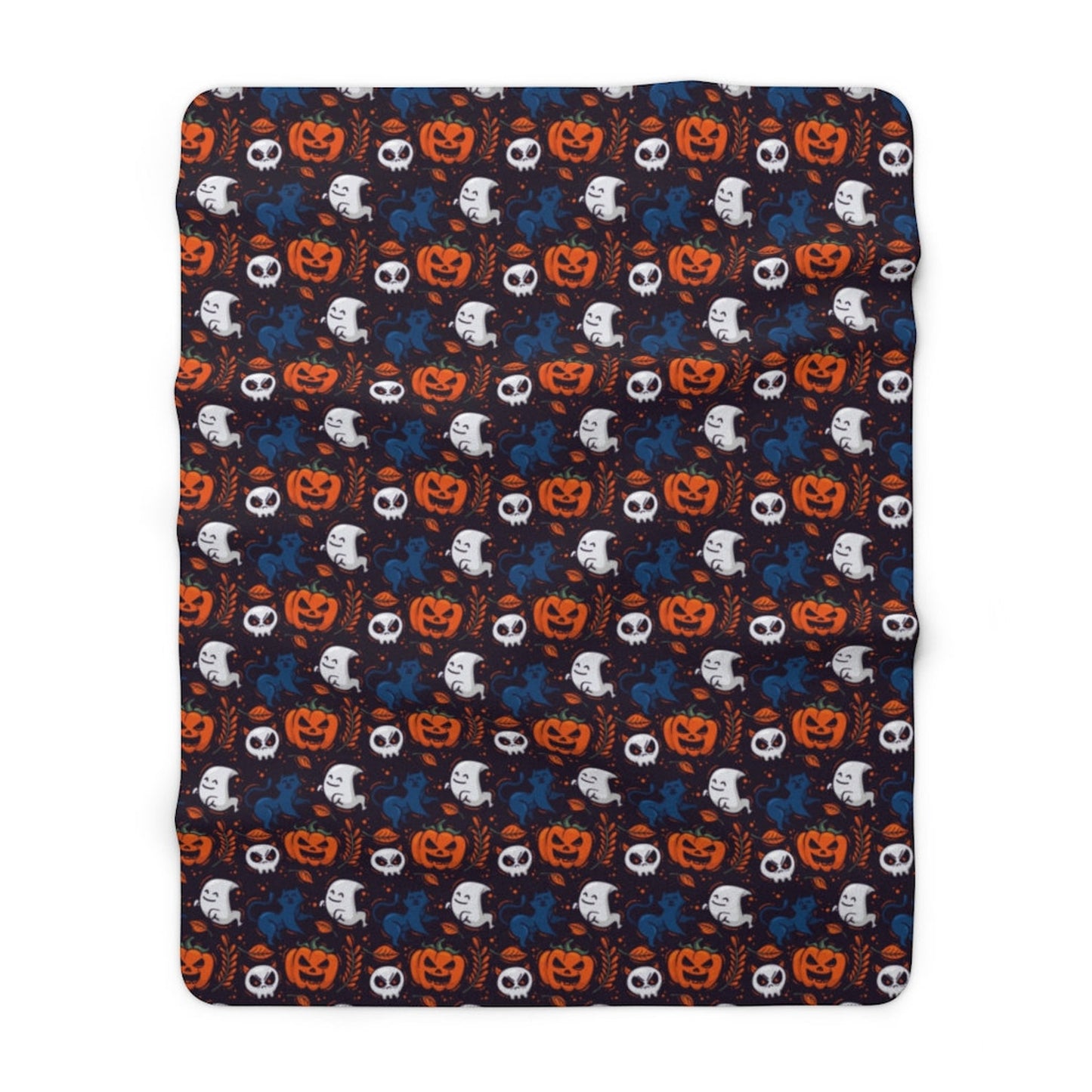 Black Orange Pumpkins Ghosts Spooky Fleece Blanket For Hippies