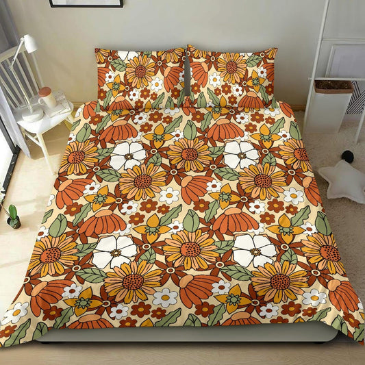 Emerald Blossoms - Boho Duvet Cover, Floral Duvet Cover, Bedding Set For Hippies