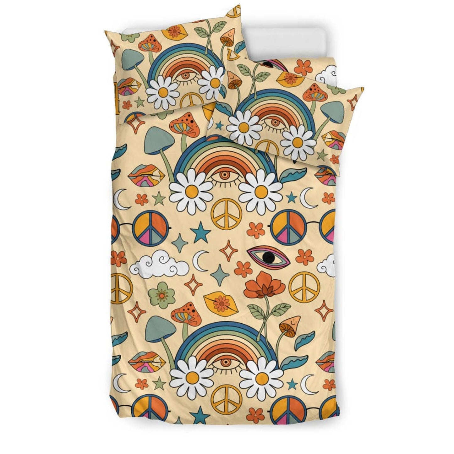 Emerald Blossoms - Boho Duvet Cover, Rainbow Bedding, Bedding Set For Hippies