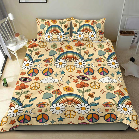 Emerald Blossoms - Boho Duvet Cover, Rainbow Bedding, Bedding Set For Hippies