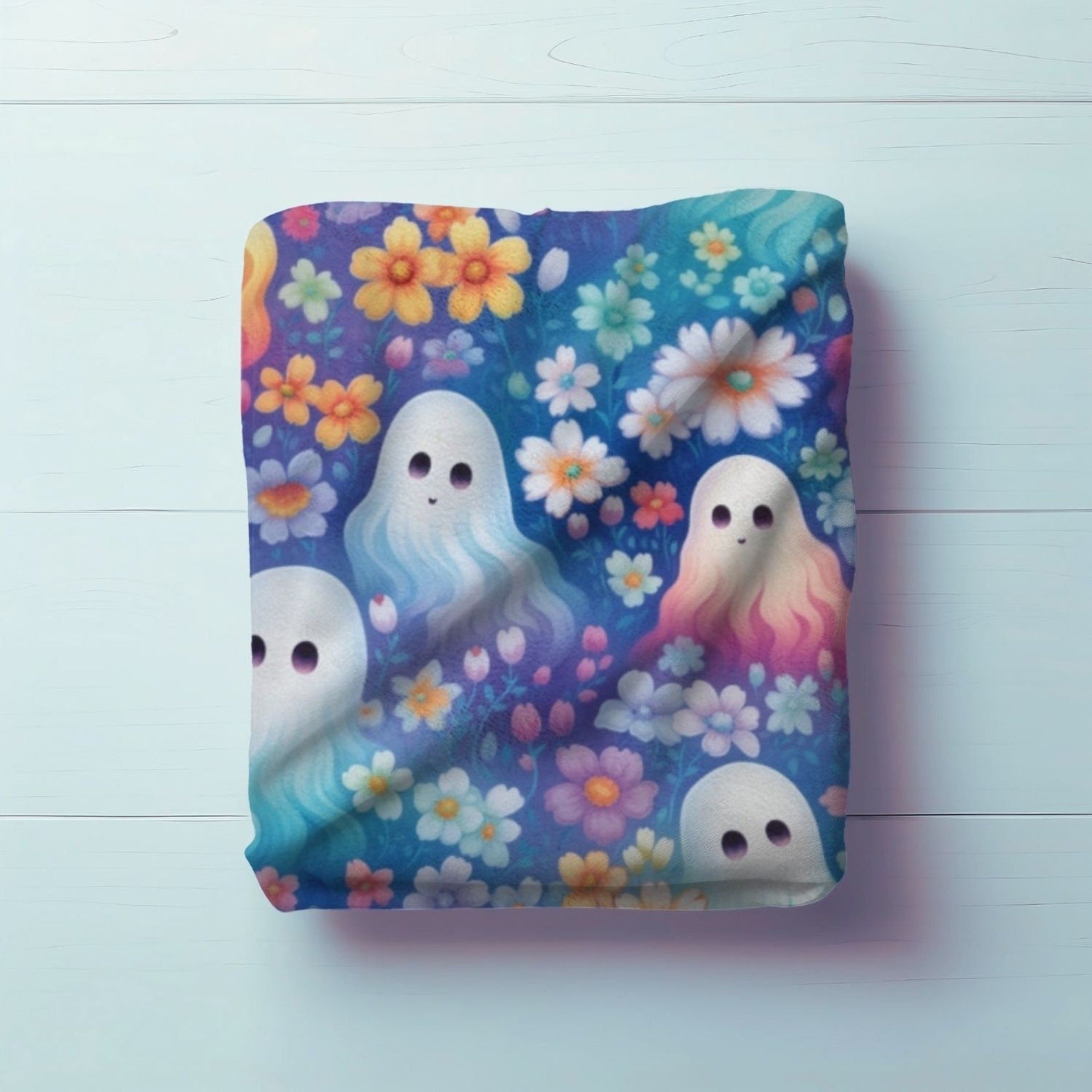 Bright Groovy Halloween Ghost Fleece Blanket For Hippies