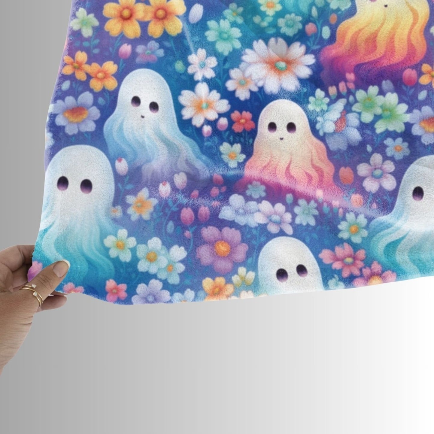 Bright Groovy Halloween Ghost Fleece Blanket For Hippies