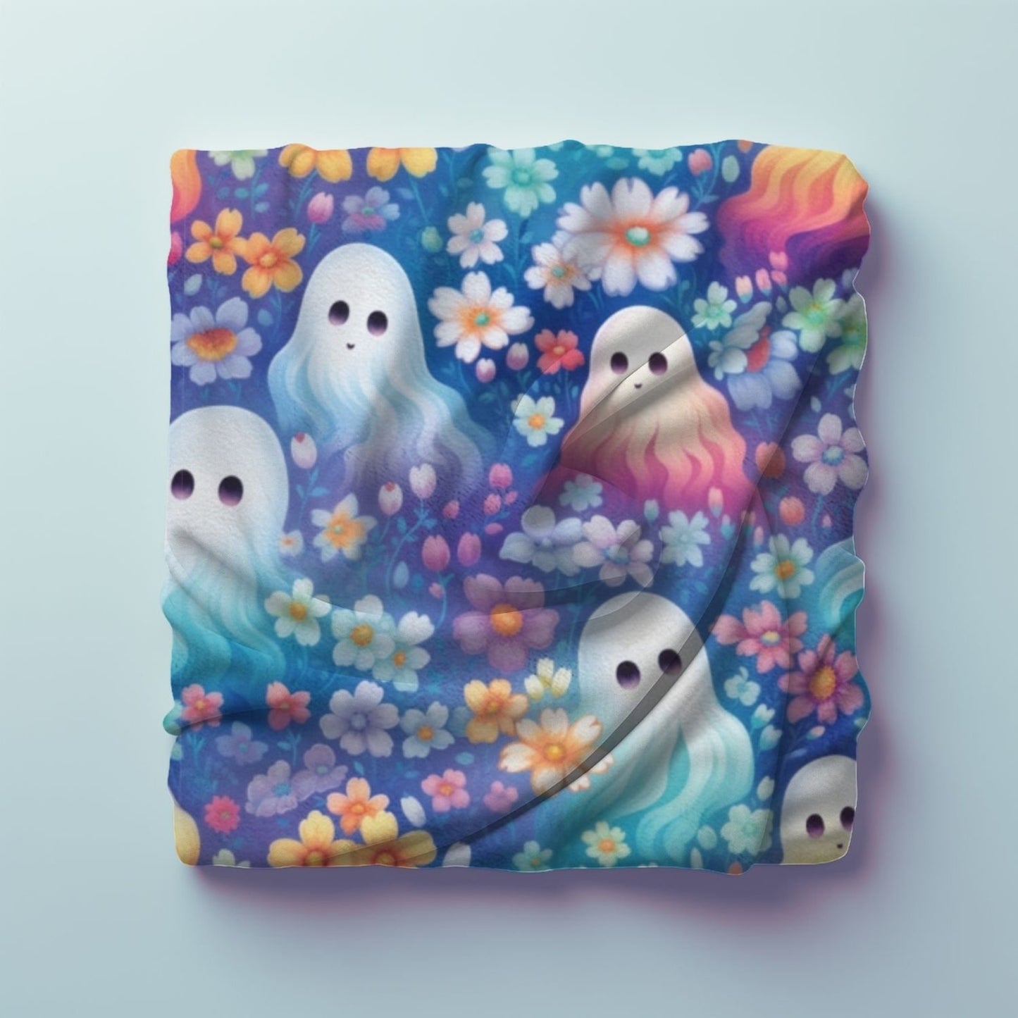 Bright Groovy Halloween Ghost Fleece Blanket For Hippies