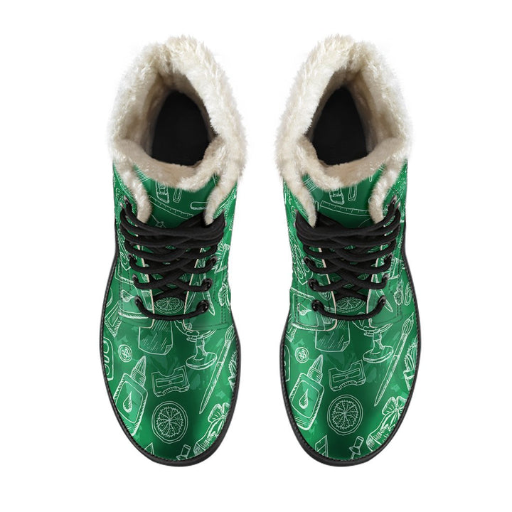 Classroom Print Comfy Faux Fur Boots For Winter Season