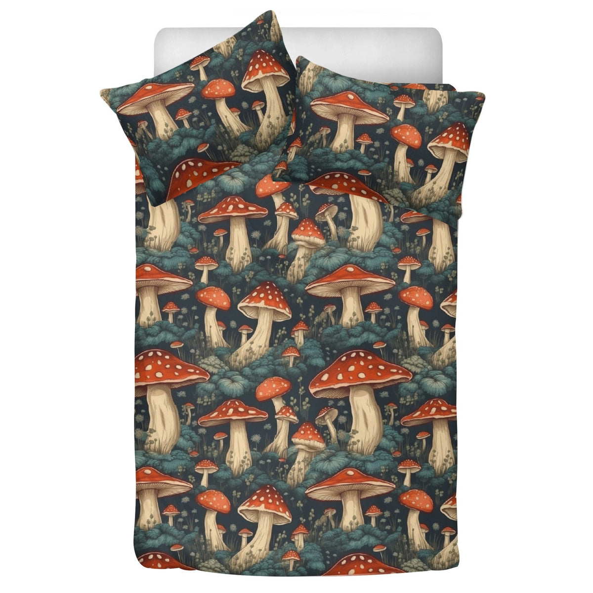 Cottagecore Red Mushroom Forest Bedding Set For Hippies