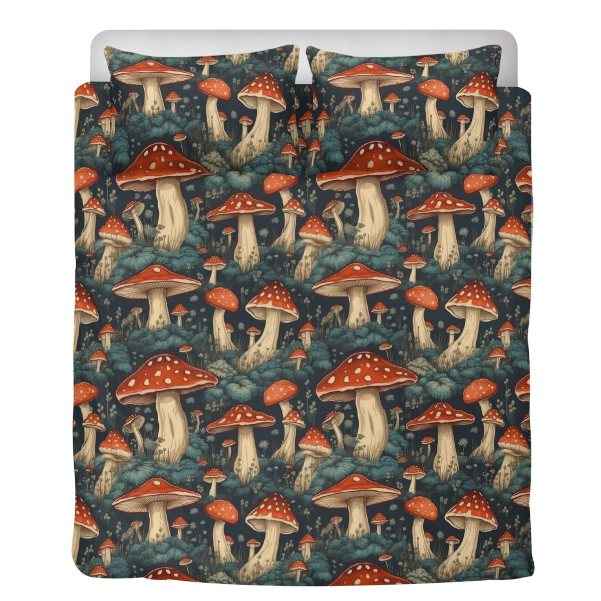 Cottagecore Red Mushroom Forest Bedding Set For Hippies