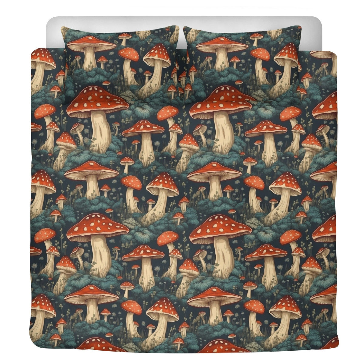 Cottagecore Red Mushroom Forest Bedding Set For Hippies