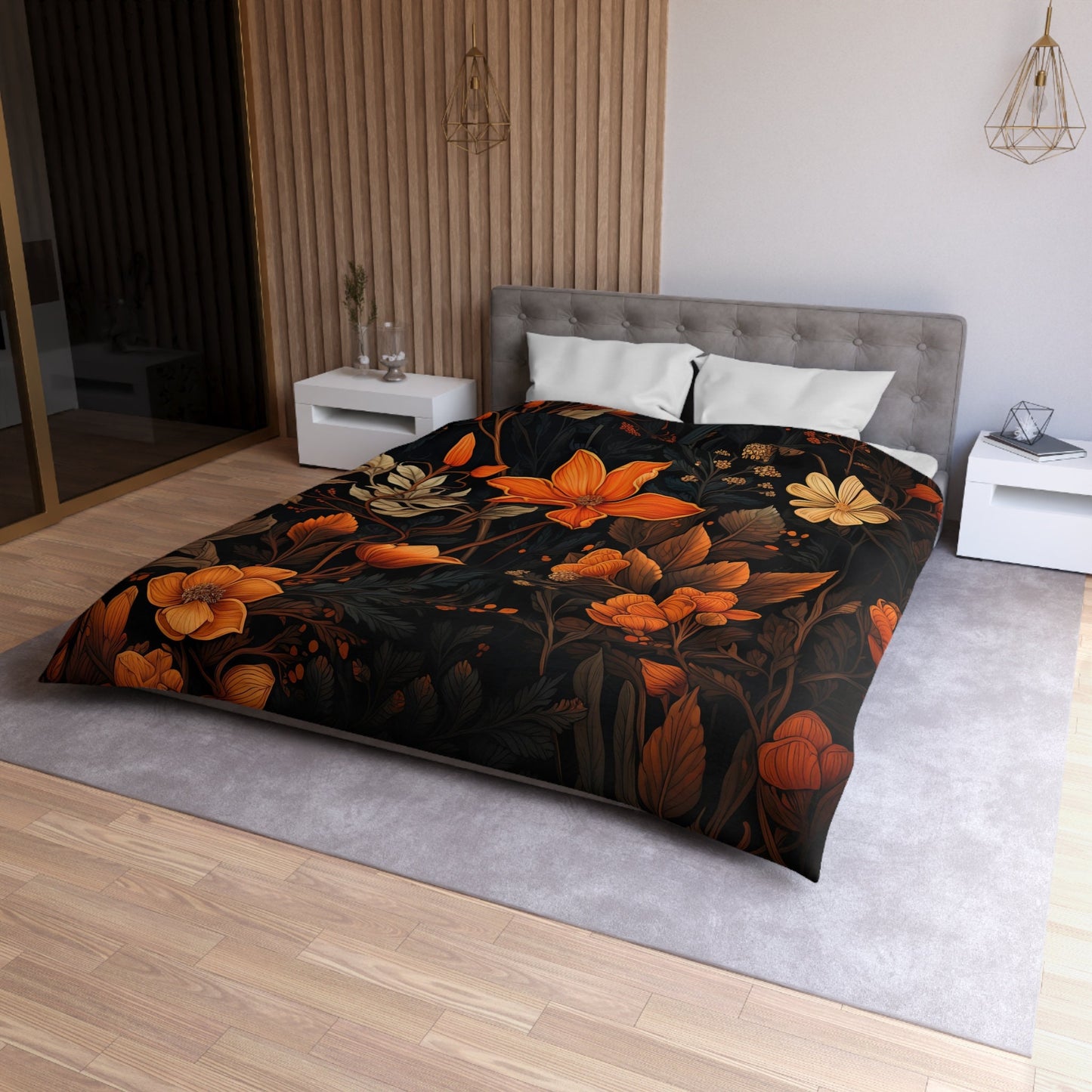 Emerald Blossoms - Dark Academia Autumn Leaves, Halloween Forestcore Bedding Set For Hippies