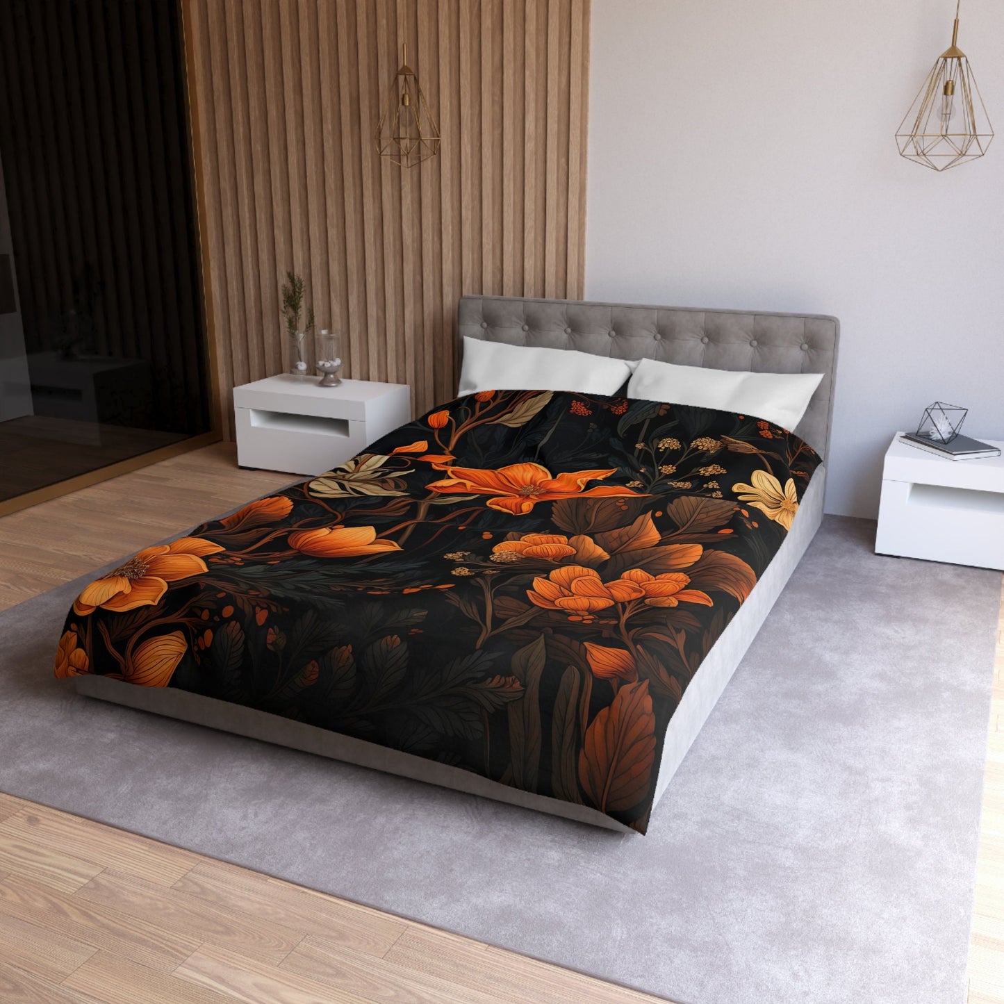 Emerald Blossoms - Dark Academia Autumn Leaves, Halloween Forestcore Bedding Set For Hippies