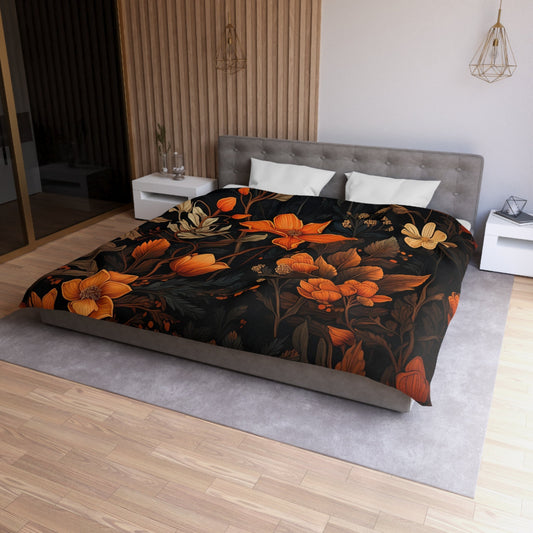 Emerald Blossoms - Dark Academia Autumn Leaves, Halloween Forestcore Bedding Set For Hippies