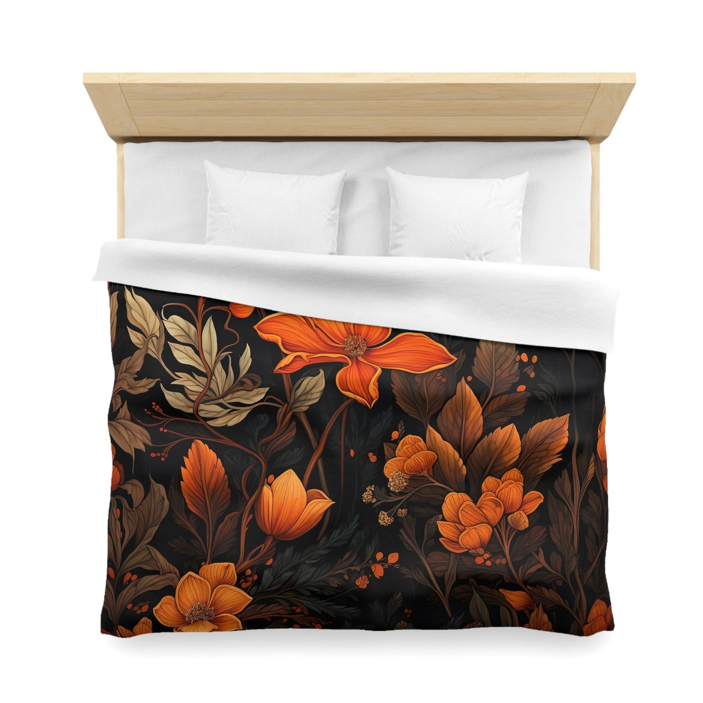 Emerald Blossoms - Dark Academia Autumn Leaves, Halloween Forestcore Bedding Set For Hippies