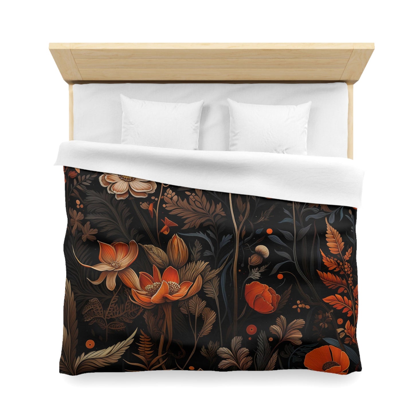 Emerald Blossoms - Dark Academia Autumn Leaves and Flowers, Halloween Bedding Set For Hippies