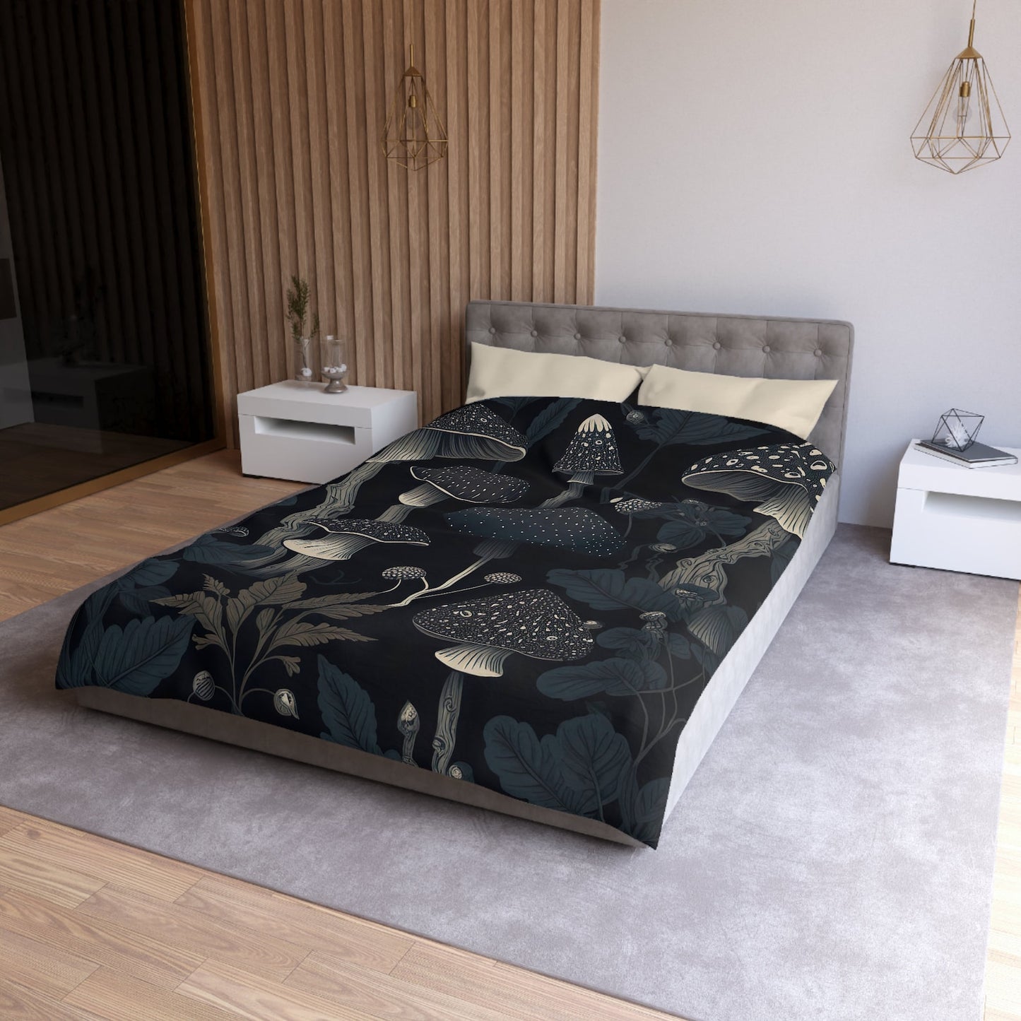 Emerald Blossoms - Dark Academia Mushroom, Gothic Forestcore Bedding Set For Hippies