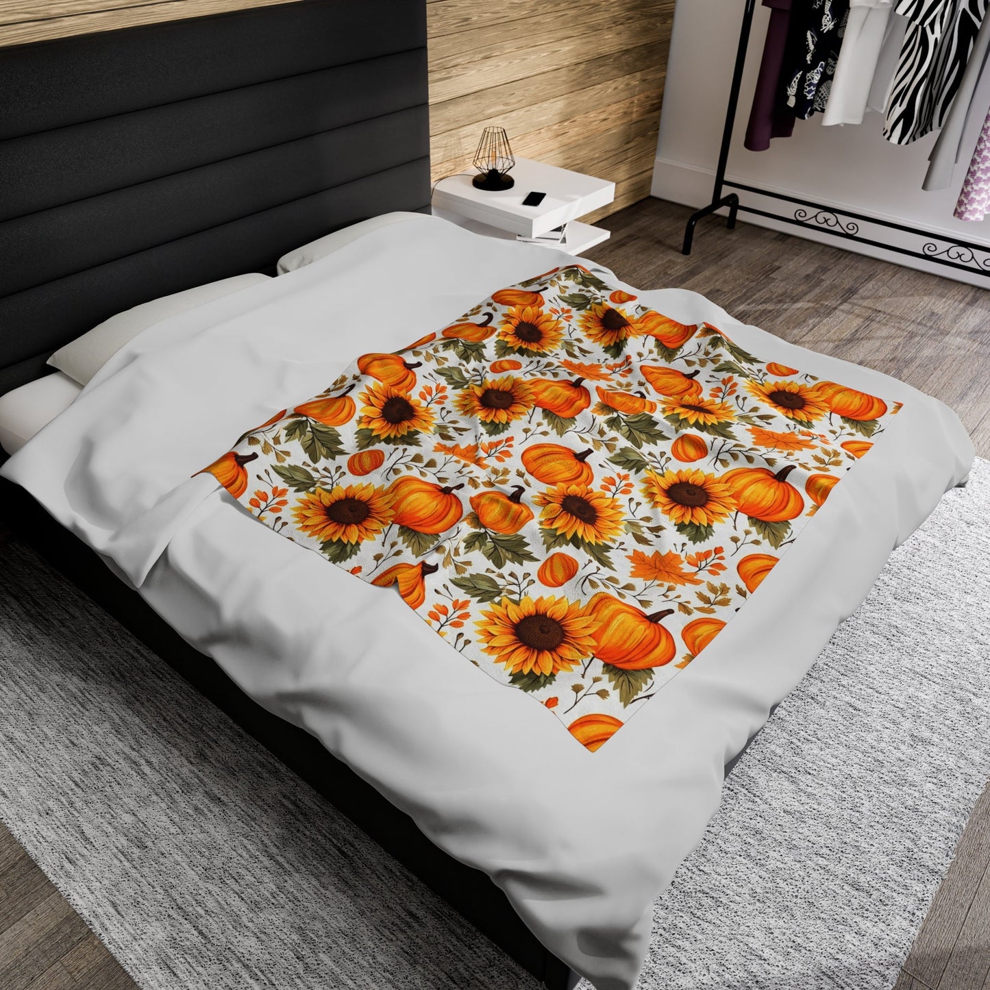 Fall Pumpkins Sunflower Halloween Fleece Blanket For Hippies