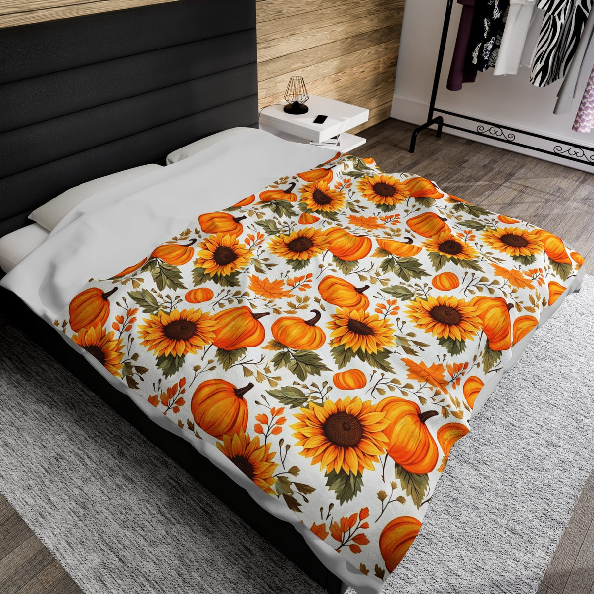 Fall Pumpkins Sunflower Halloween Fleece Blanket For Hippies