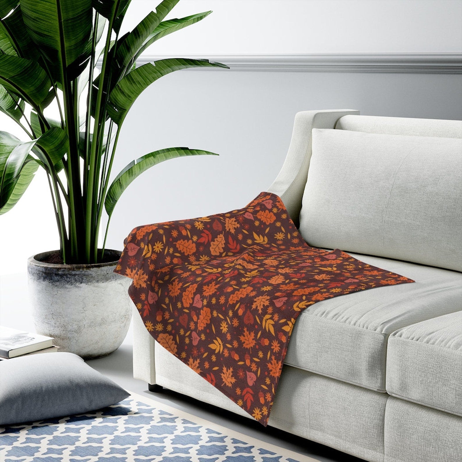 Fall Leaves Cozy Warm Fleece Blanket For Hippies