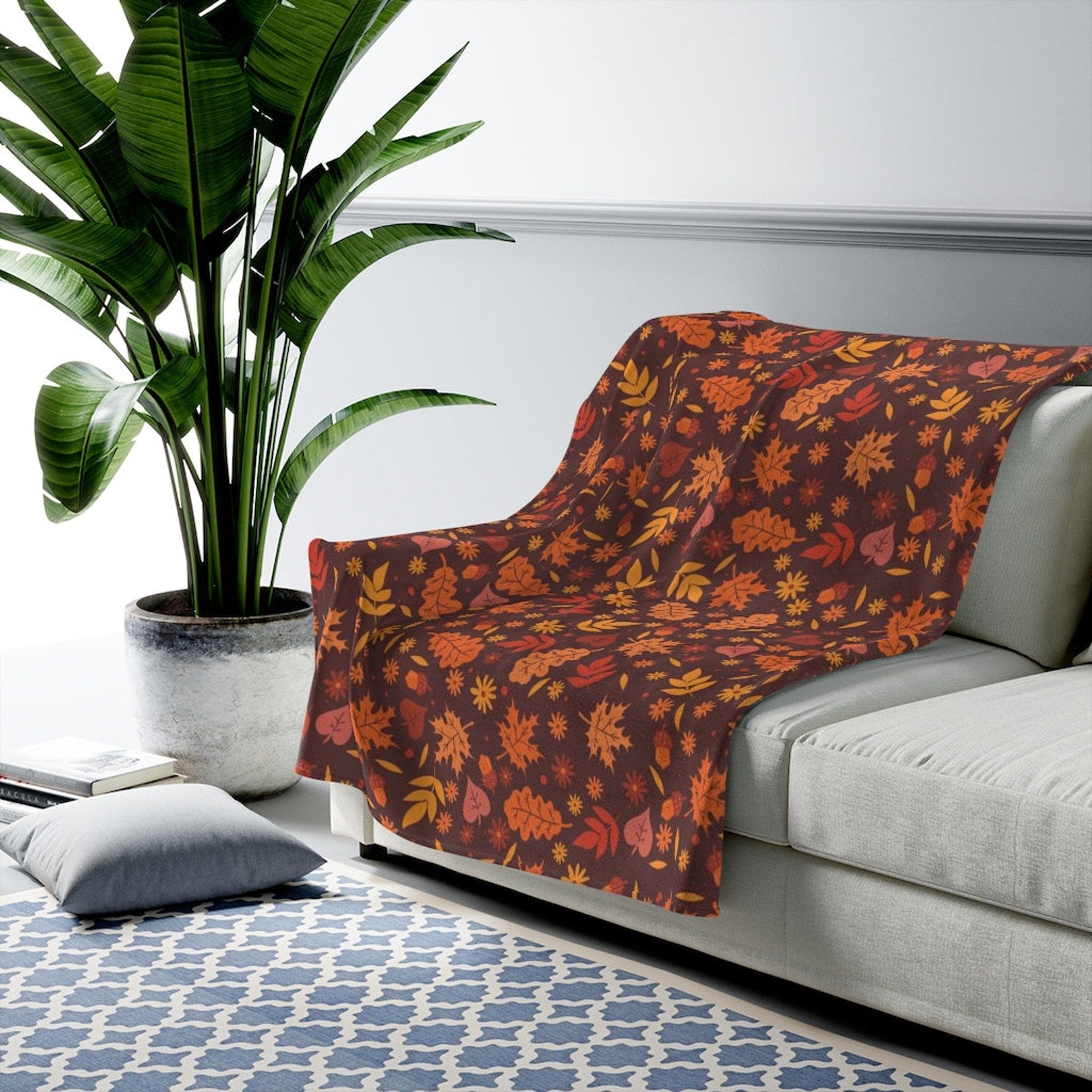 Fall Leaves Cozy Warm Fleece Blanket For Hippies