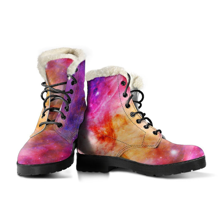 Fantasy Galaxy, Outer Space Print Comfy Faux Fur Boots For Winter Season