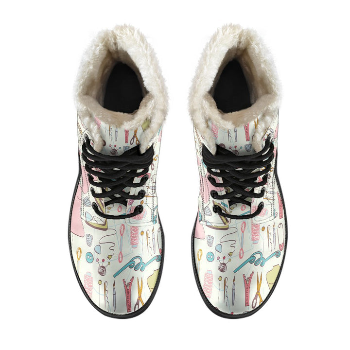 Fashion Design Cartoon Pattern Print Comfy Faux Fur Boots For Winter Season