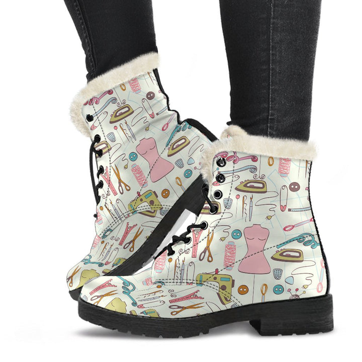 Fashion Design Cartoon Pattern Print Comfy Faux Fur Boots For Winter Season