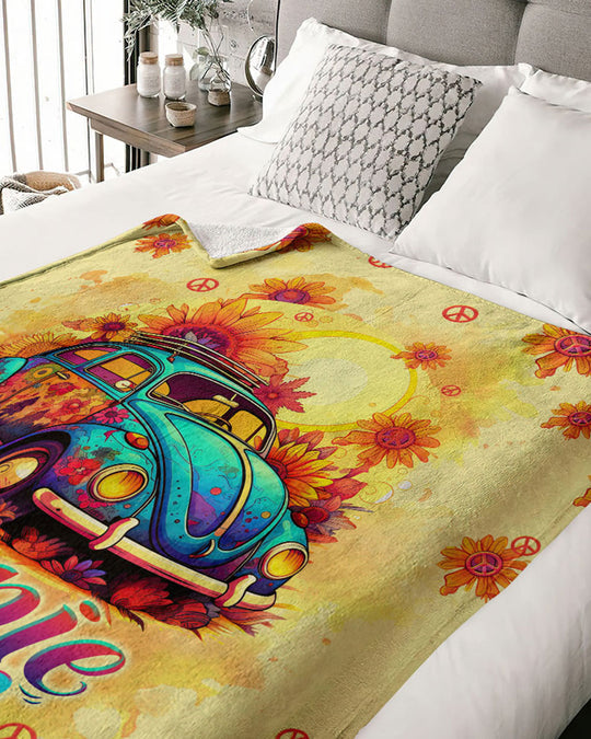 Hippie Soul, Beetle Ride Fleece Blanket For Hippies