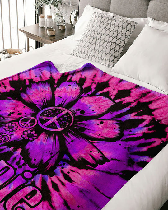 Hippie Soul, Tie Dye Daisy Fleece Blanket For Hippies