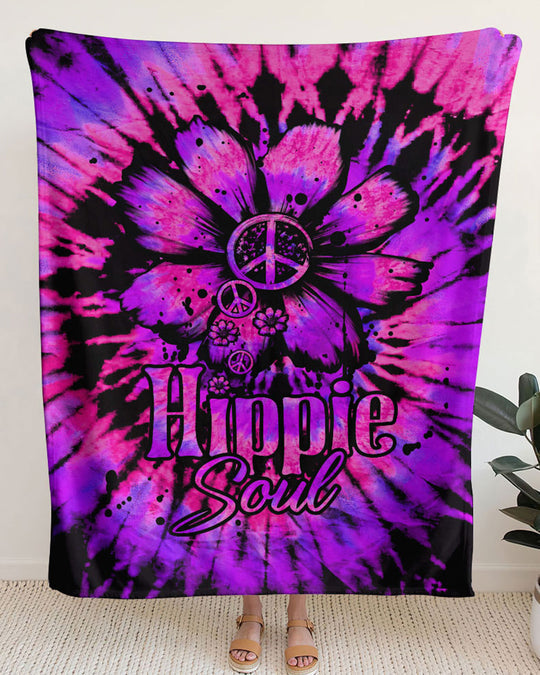 Hippie Soul, Tie Dye Daisy Fleece Blanket For Hippies