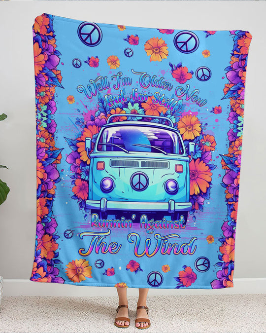 Kombi Van Running Against The Wind Fleece Blanket For Hippies