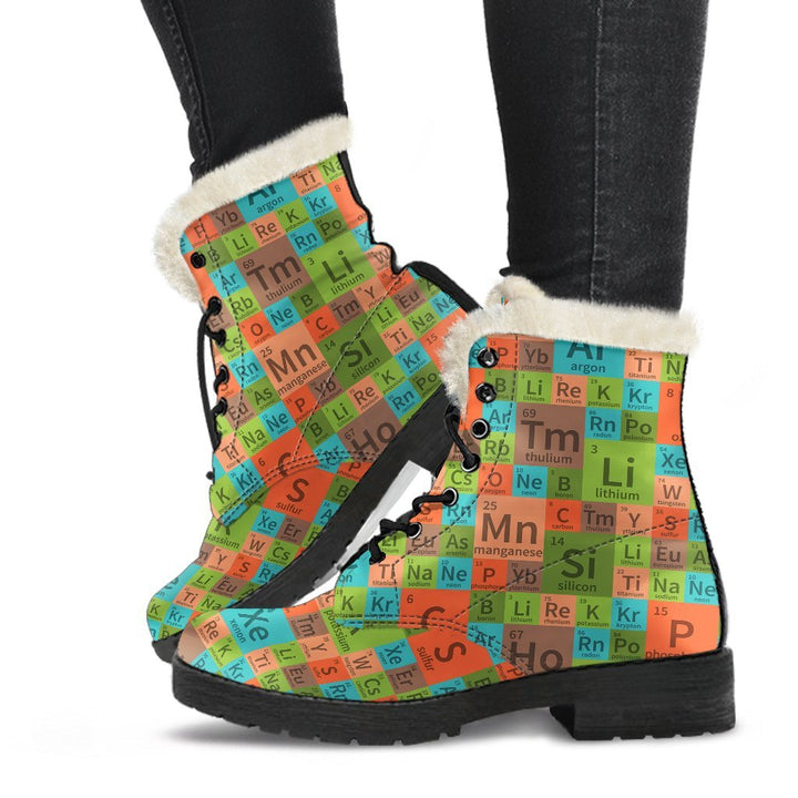 Periodic Table Pattern Print Comfy Faux Fur Boots For Winter Season