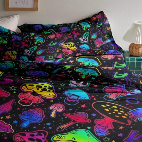 Psychedelic Mushrooms Bedding Set For Hippies