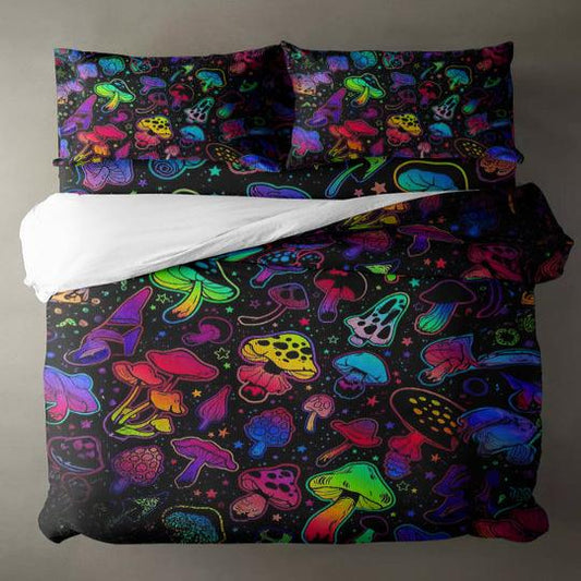 Psychedelic Mushrooms Bedding Set For Hippies