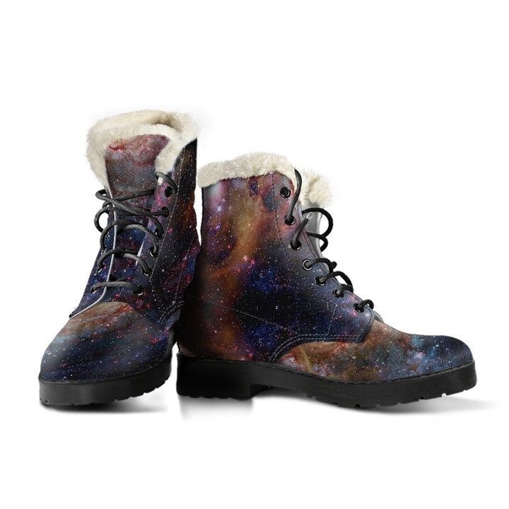 Stardust Mystery Galaxy Print Comfy Faux Fur Boots For Winter Season