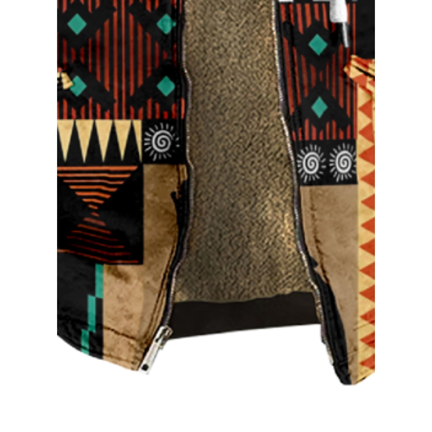 Emerald Blossoms - Western Aztec, American Animals Pattern Print Wool Hooded Jackets For Hippie