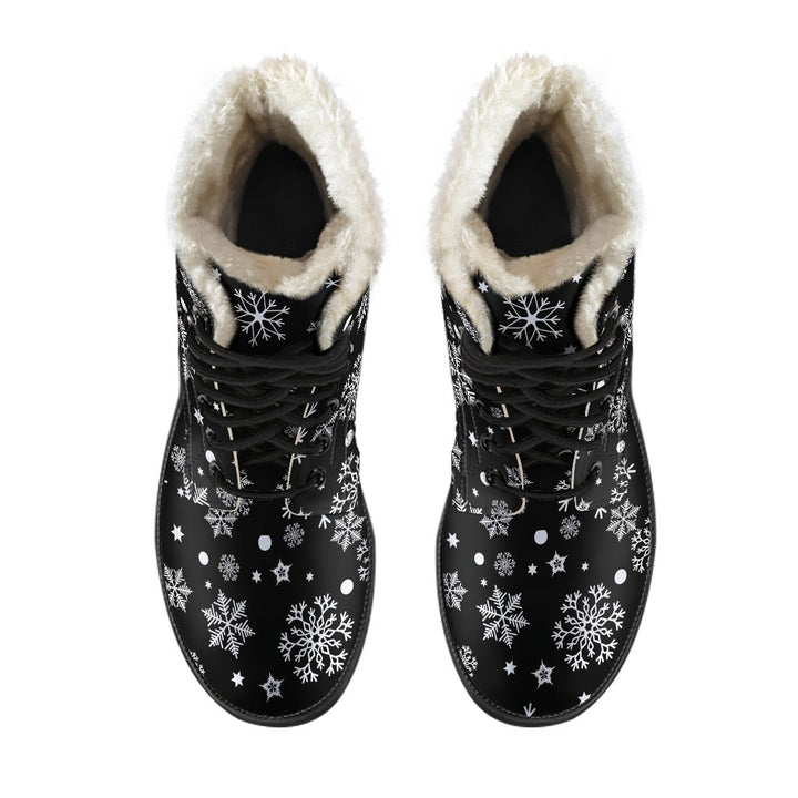 White Snowflake Pattern Print Comfy Casual Boots For Winter Season