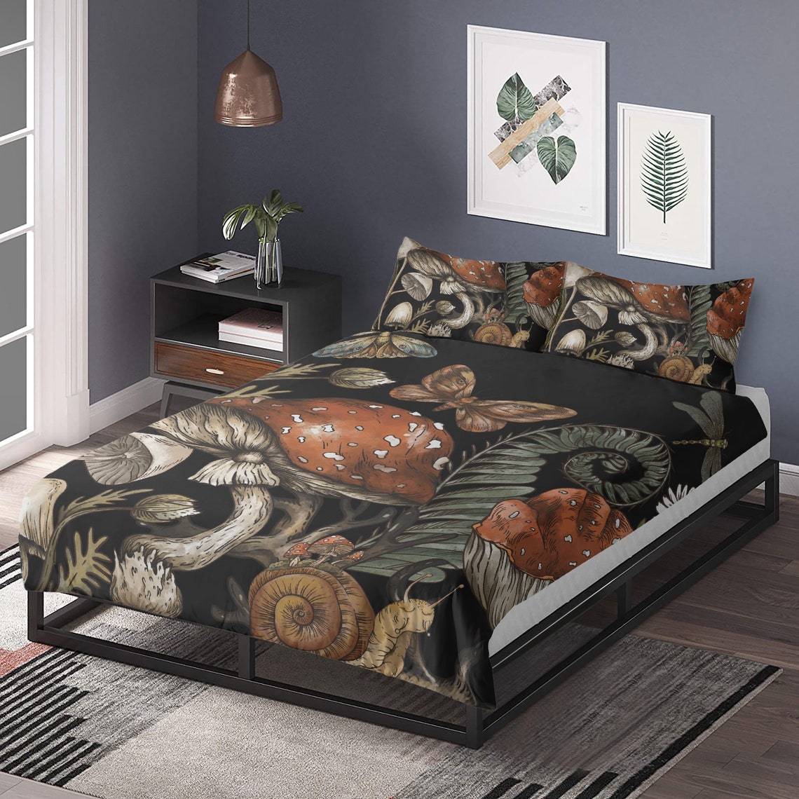 Witchy Wood, Spotted Mushroom Bedding Set For Hippies