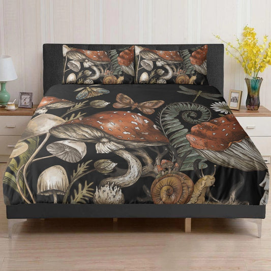 Witchy Wood, Spotted Mushroom Bedding Set For Hippies