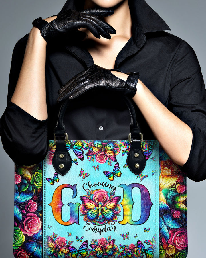 Emerald Blossoms - God Is My Strength Leather Handbag