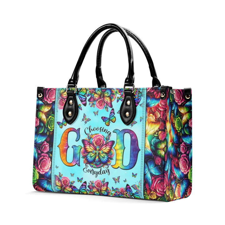 Emerald Blossoms - God Is My Strength Leather Handbag