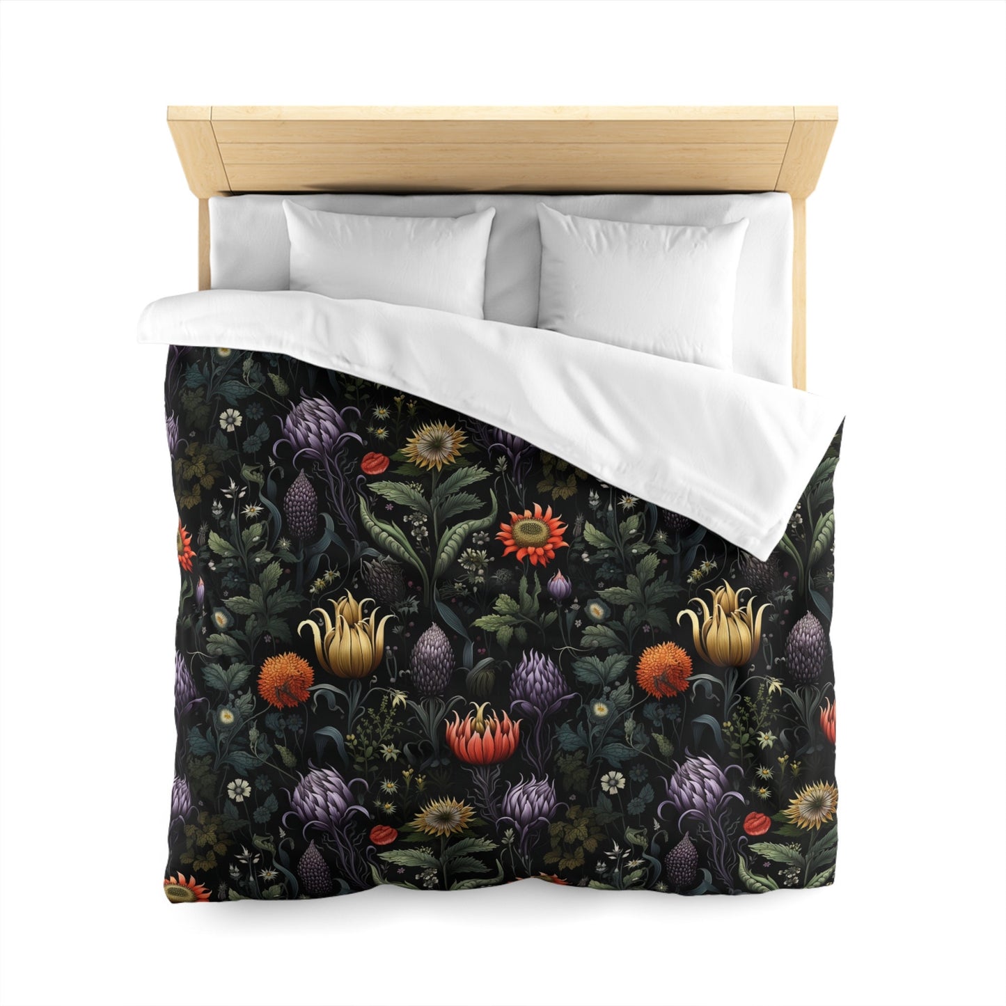 Emerald Blossoms - Enchanted Autumn Floral, Halloween Witchy Flowers Bedding Set For Hippies