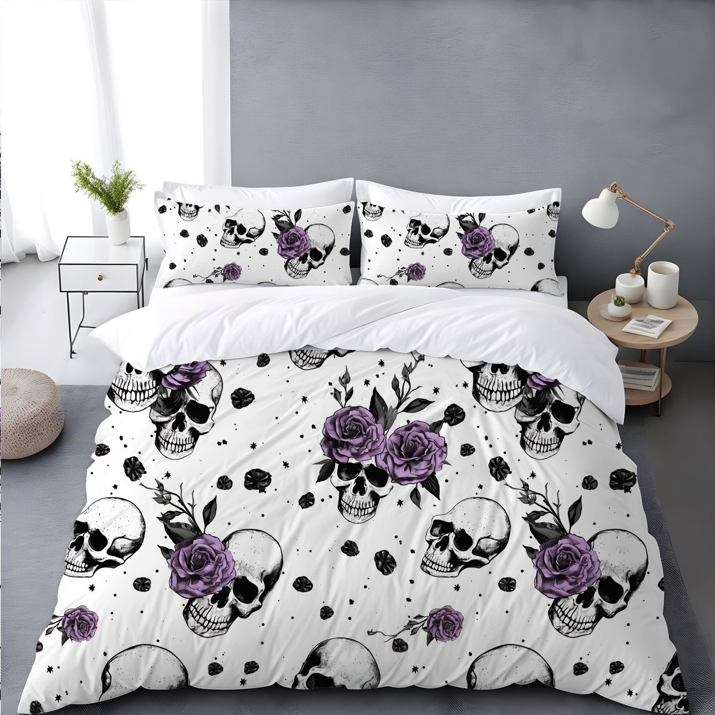 Emerald Blossoms - Eternally Yours Gothic, Halloween Dark Gothic Bedding Set For Hippies