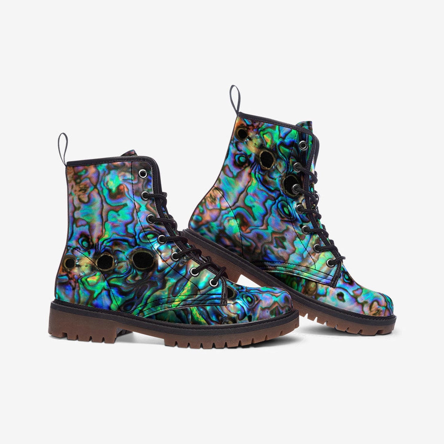 Emerald Blossoms - F*cking Brilliant Vegan Leather Combat Boots For Hippies